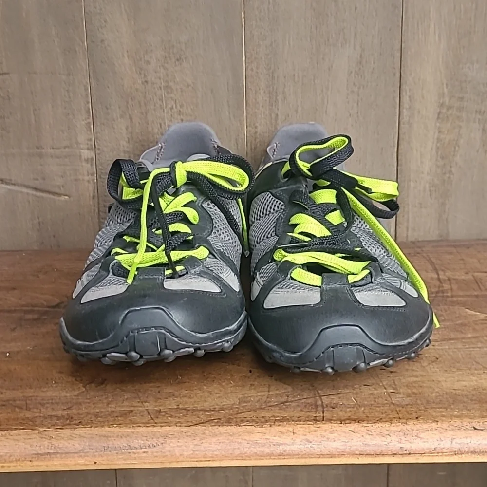 Diesel Hunter Black/Grey Leather Neon Yellow Double Lace Up Sneaker Men's sz 16